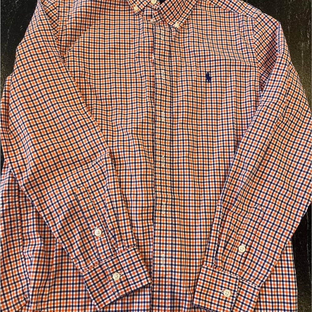 Ralph Lauren Casual Button Down Shirt Blue and Orange